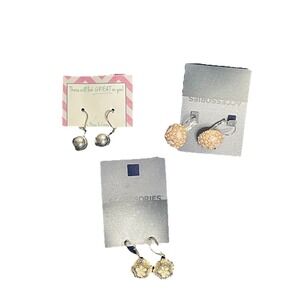 Accessories Dangle Earrings Lot of 3 Leverback Silver Beige Pink Floral Ball